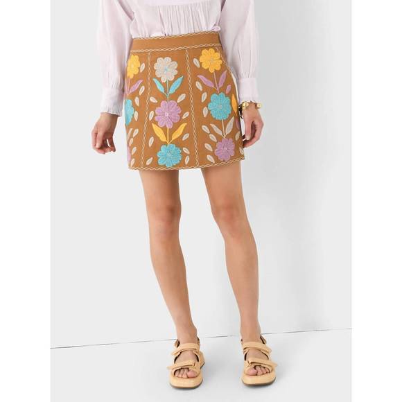 NEW ANTIK BATIK tady cotton mini skirt in camel - Picture 1 of 6